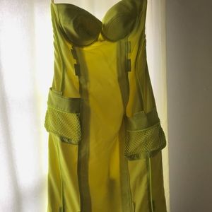 Genuine Versace chartreuse bustier dress